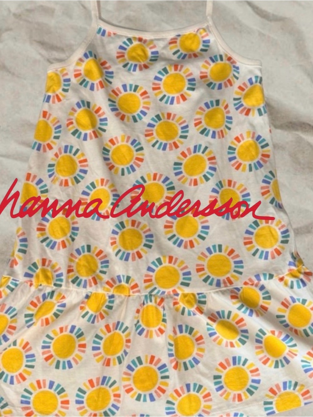 Hanna Andersson Girls 120 6-7 Sunshine Sun Print Organic Cotton Tank Dress